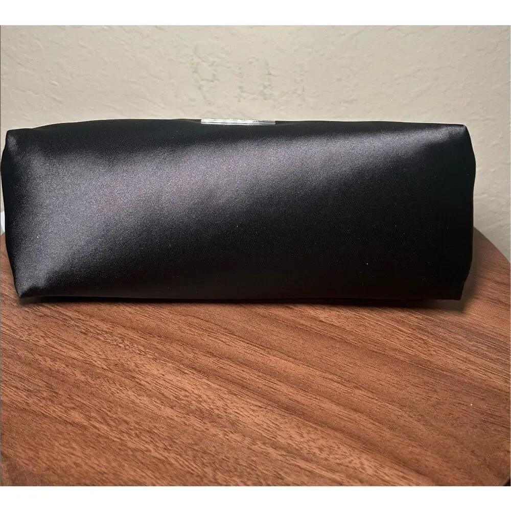 Kate Spade Anya Chain Strap Satin Shoulder Bag Black Gold Evening Glam Date NWT